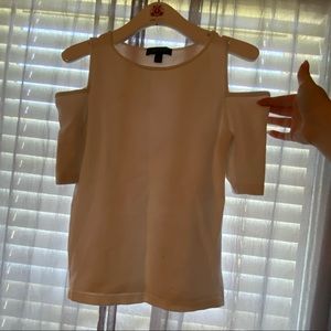 Ann Taylor white cold shoulder top